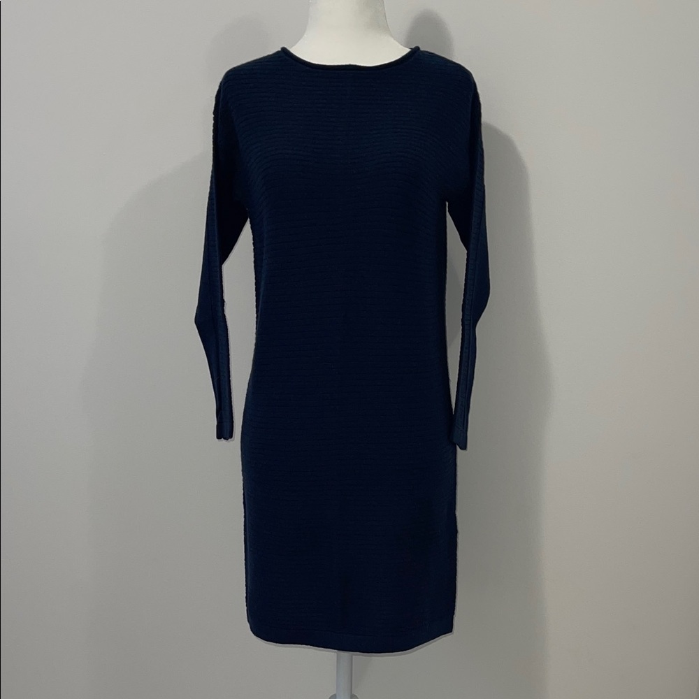 Elegant Navy Blue Women's Knitted Dress